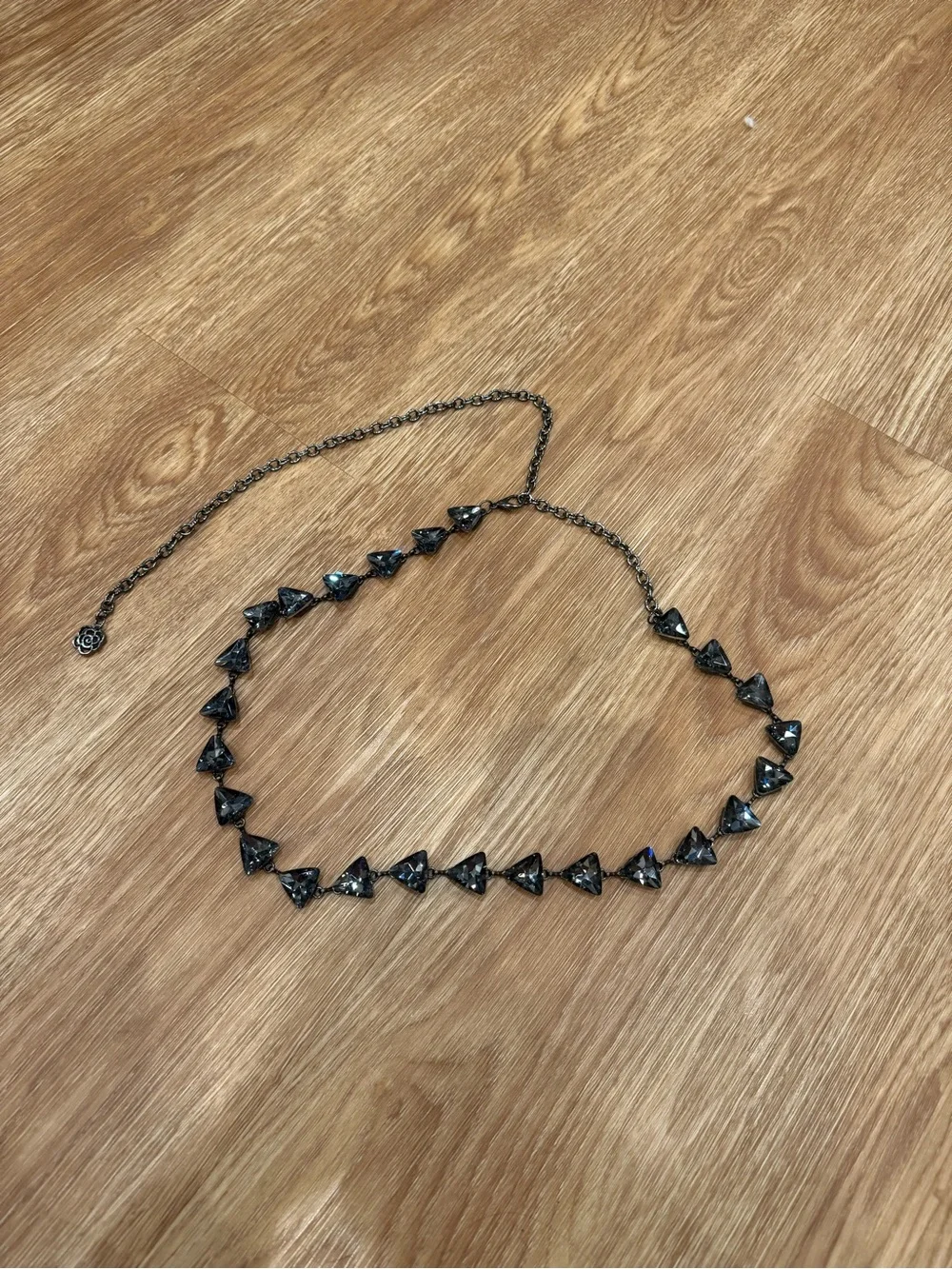 Set of 2 Triangular Crystal Chain Belt - Gun metal and Light Brown